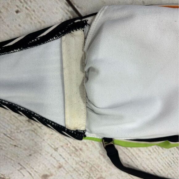 Kenneth Cole Reaction Multicolored Striped Cross Front Bandeau Bikini Top M - Picture 5 of 7
